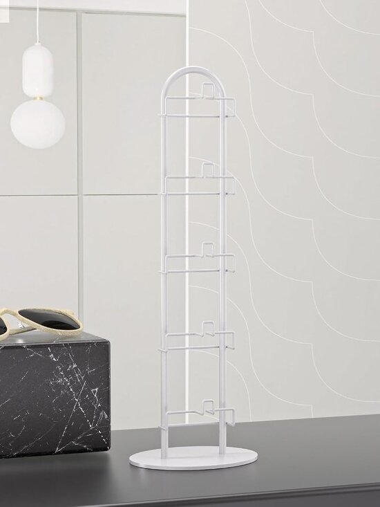 Two 5 Tier Sunglass Holder Organizer Tabletop Display White Metal Stands
